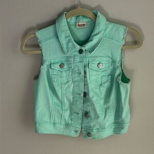 Short Green Jean Jacket Vest